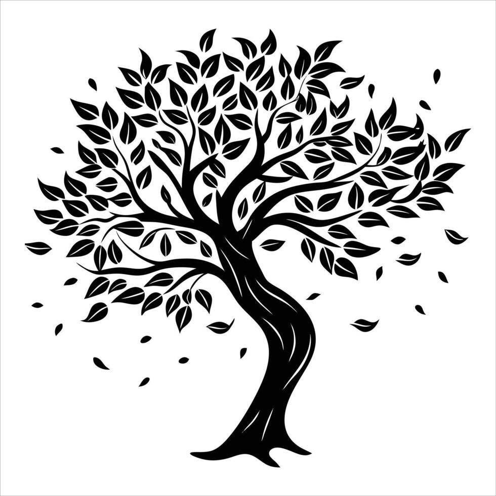 olive tree dancing in summer breeze vector