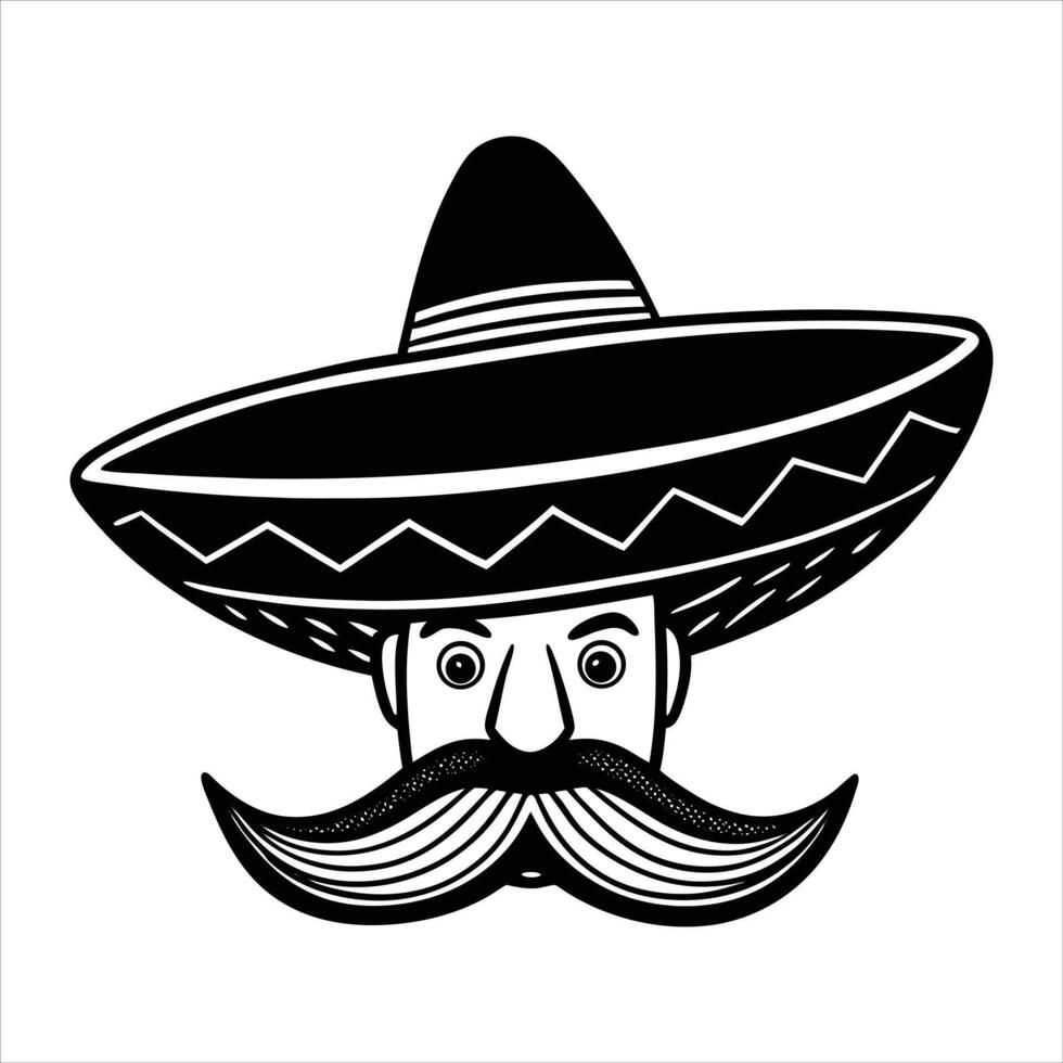 mustache peeking from under vector
