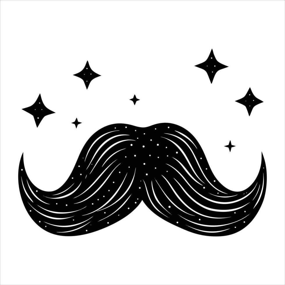 mustache with twinkling stars vector