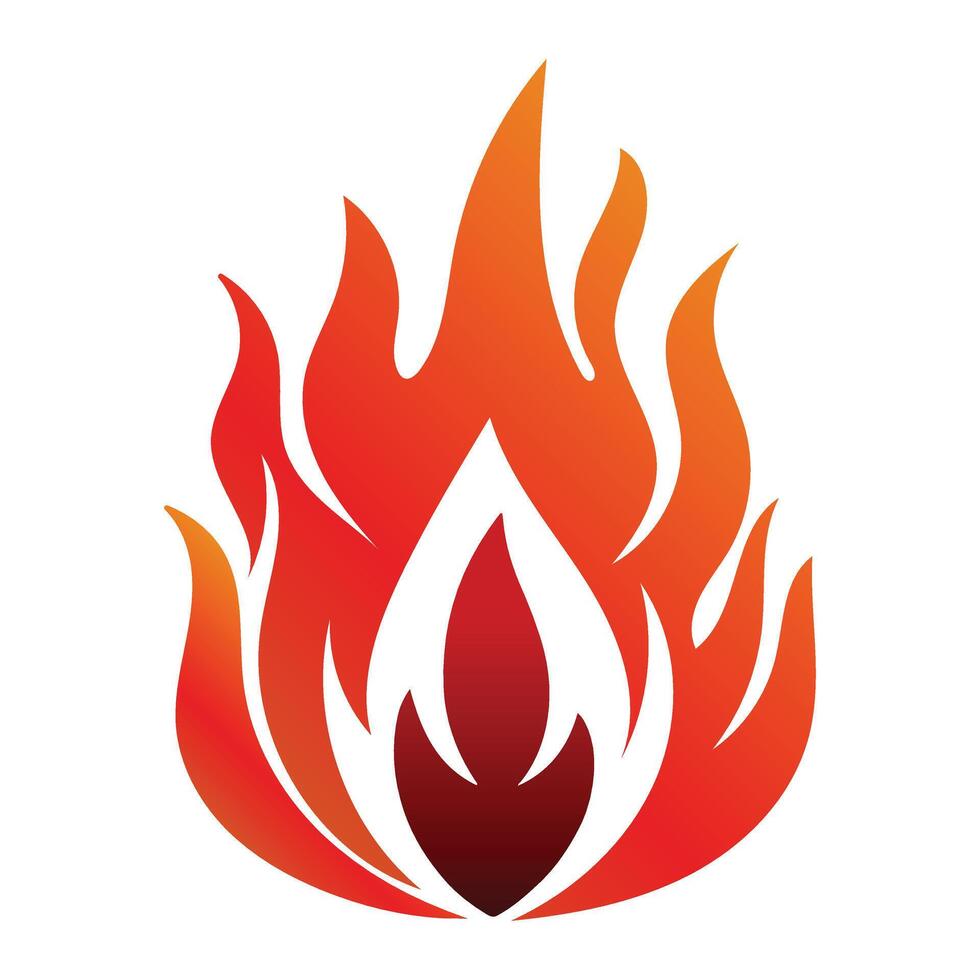 Abstract flame fire icon with red black gradient layered shapes vector