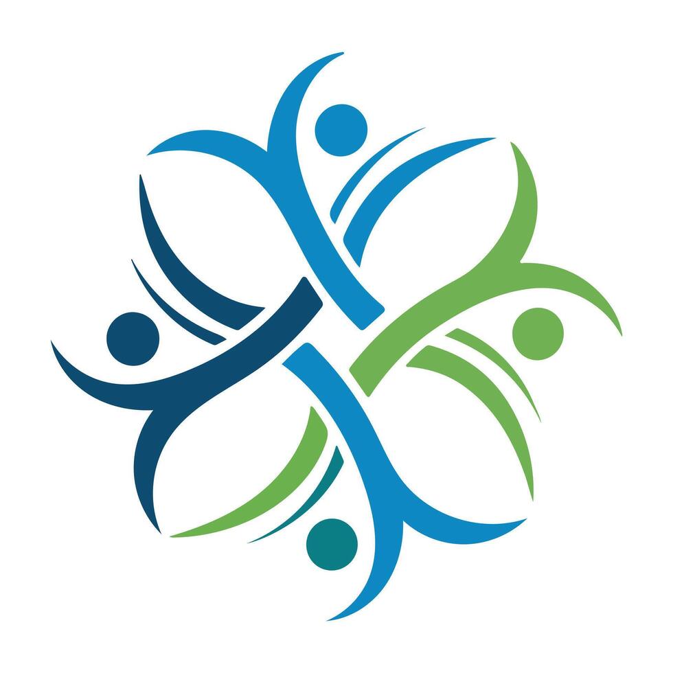 Community unity logo with abstract human figures and flowing lines vector