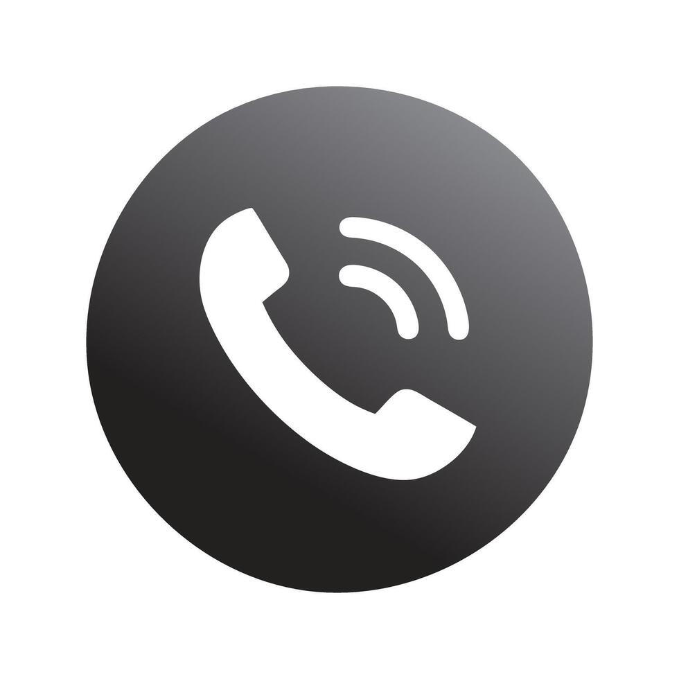 Phone call icon black circle communication contact mobile symbol receiver telecommunication signal vector