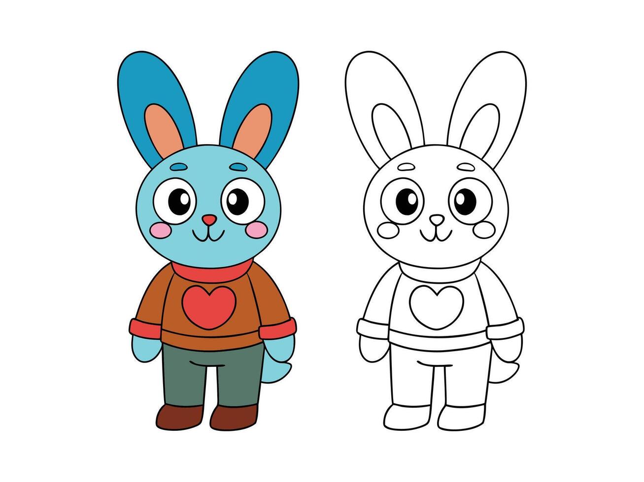 Cute cartoon bunny boy with smiling face fun outfit vector