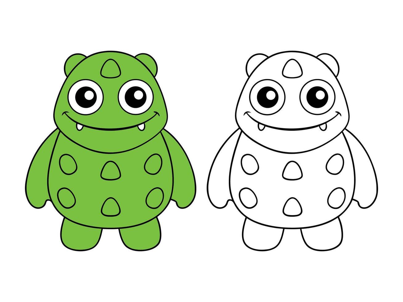 Spotted cartoon frog character with smiling face and big eyes vector