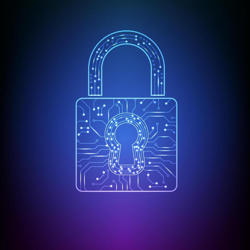 Cyber security technology background. Abstract circuit board digital concept. Design for lock, protect, guard, futuristic, electronic, data and security system. vector