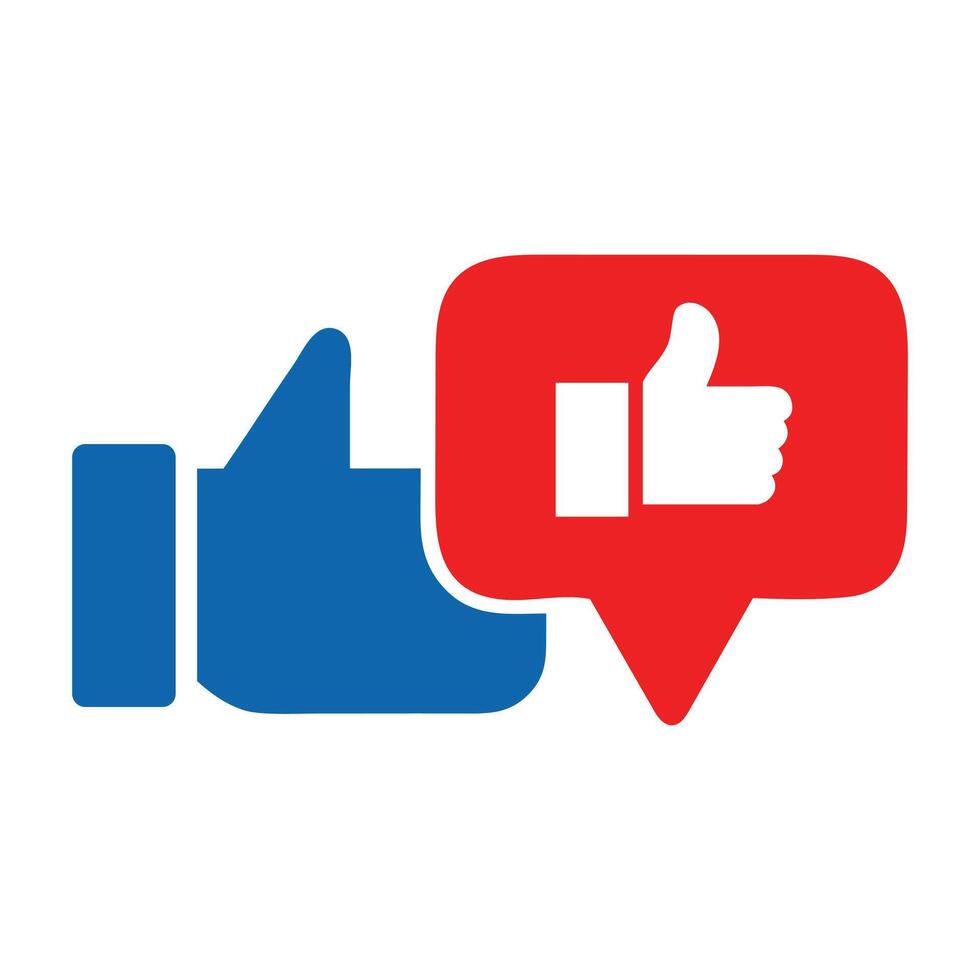 Thumbs up and like button social media approval feedback icon vector