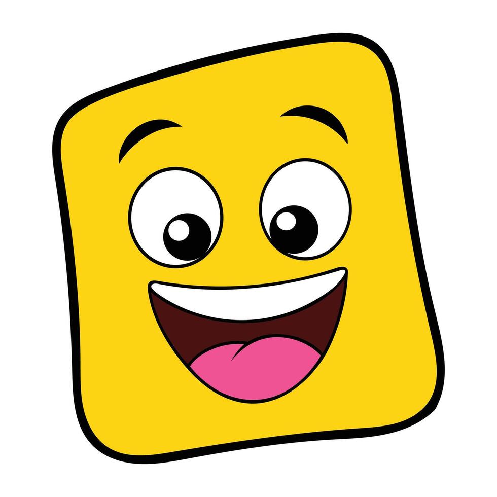Happy yellow emoji face cartoon expression cheerful joyful character vector