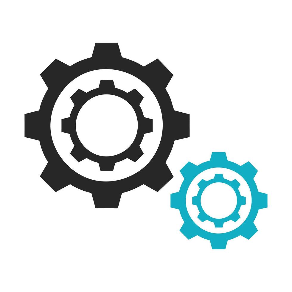 Mechanical gear icon with black and blue settings development cogwheel vector