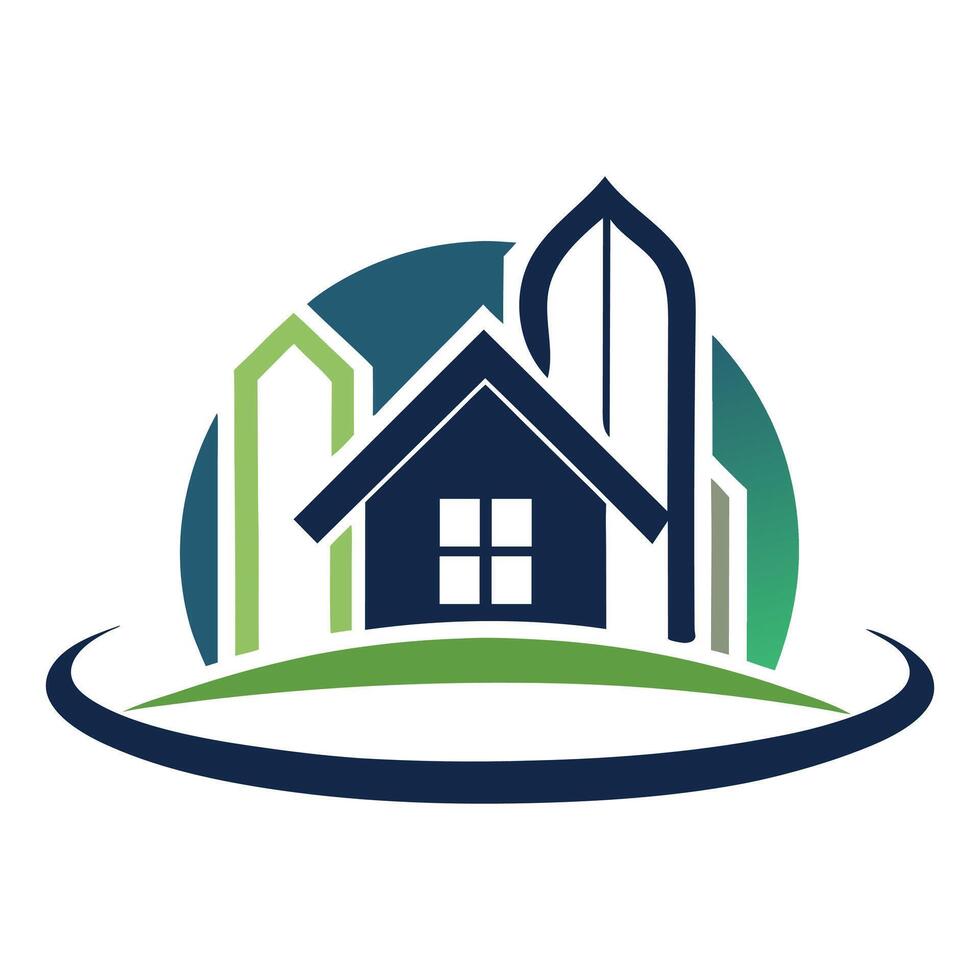 Eco friendly smart home logo with modern blue building icon vector