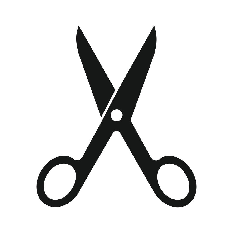 Black scissors cutting tool icon shape sharp blade equipment design vector