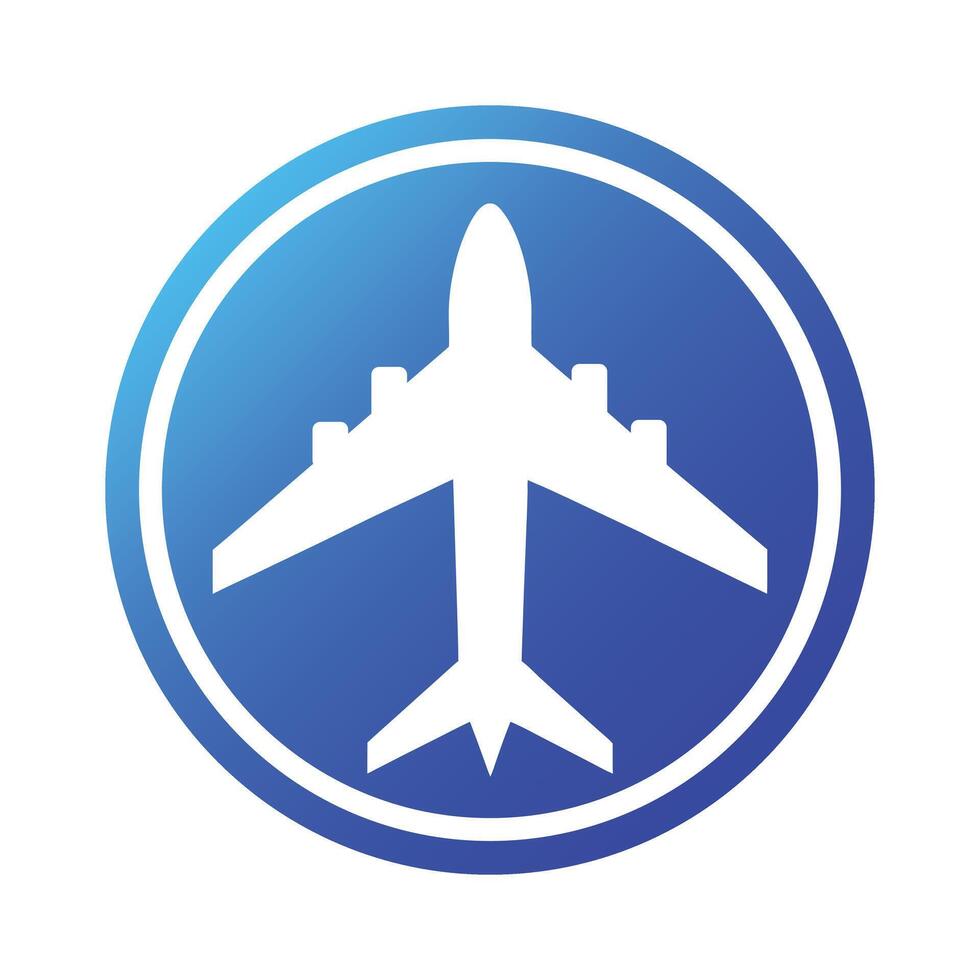 Blue airplane icon travel aviation transport airline flying symbol vector