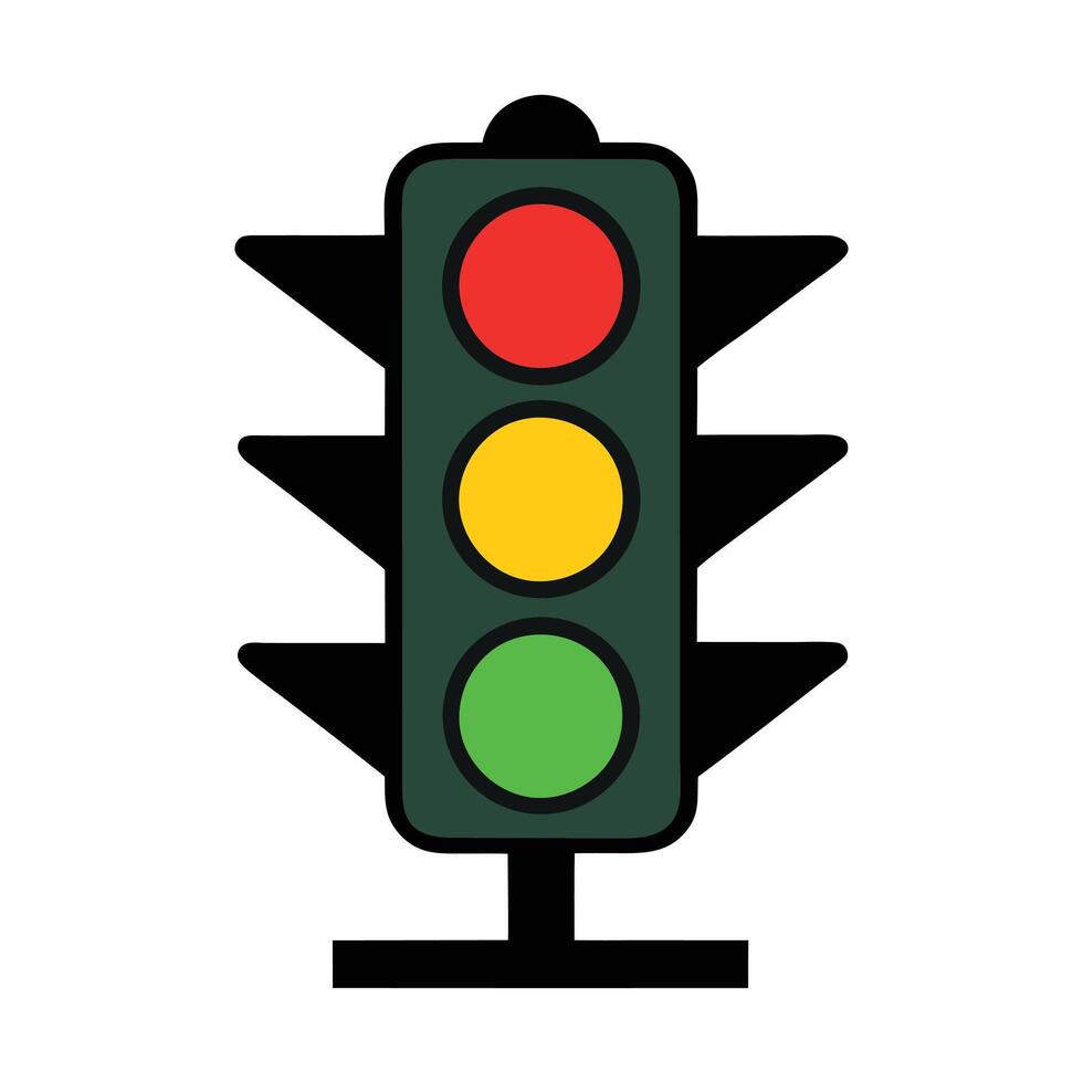 Traffic light signal icon with red yellow green color lights vector