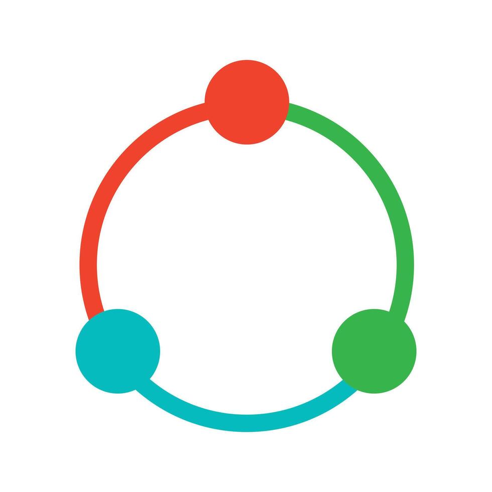 Circular three node connection icon representing community teamwork interaction symbol vector