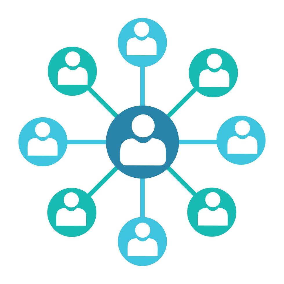 User network connection icon with social profile avatar graphic symbol vector