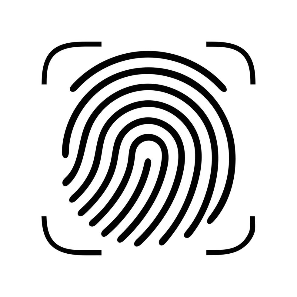 Fingerprint identification icon biometric access security personal identity design vector