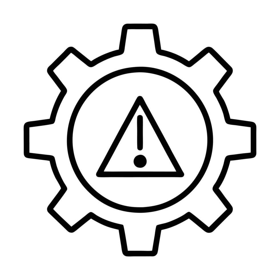 Gear wheel with warning triangle technical caution setting symbol vector