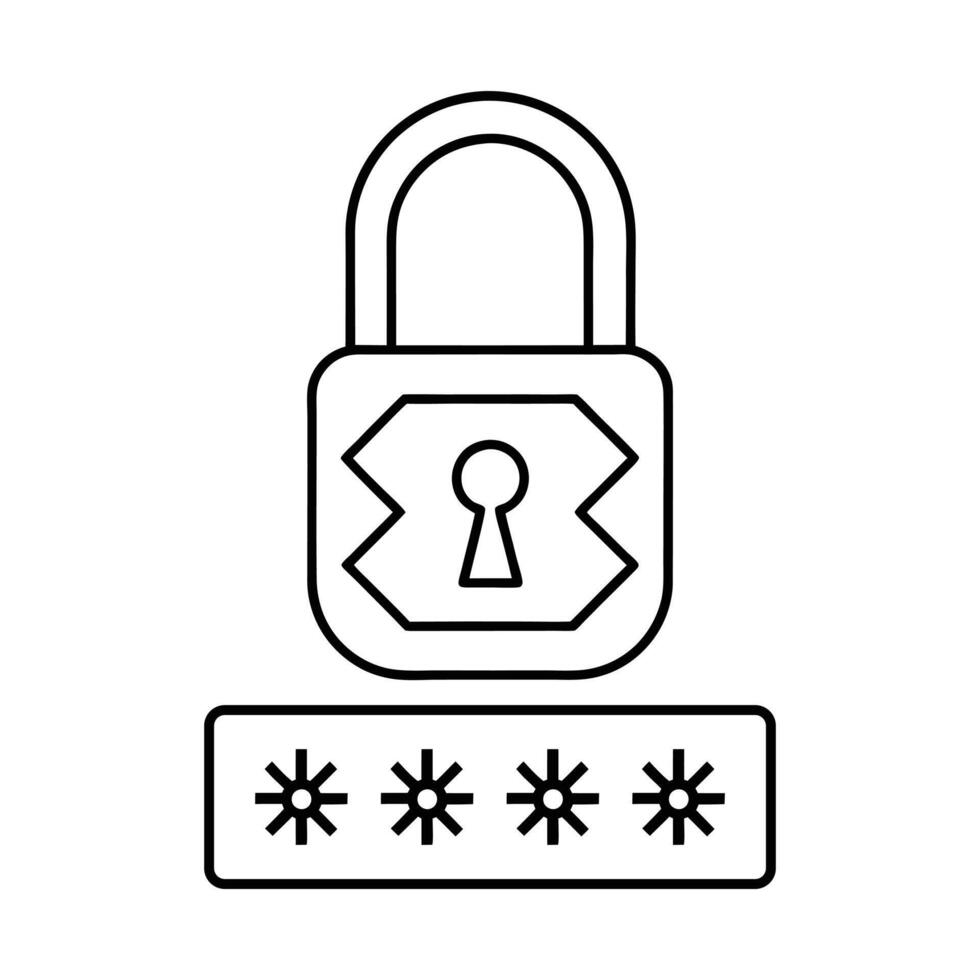 Padlock with password entry security protection privacy access icon vector