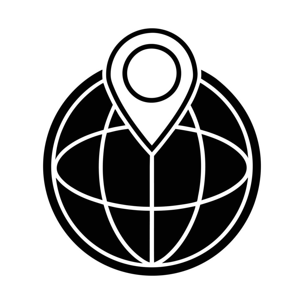 Globe with map pin location world travel gps direction icon vector