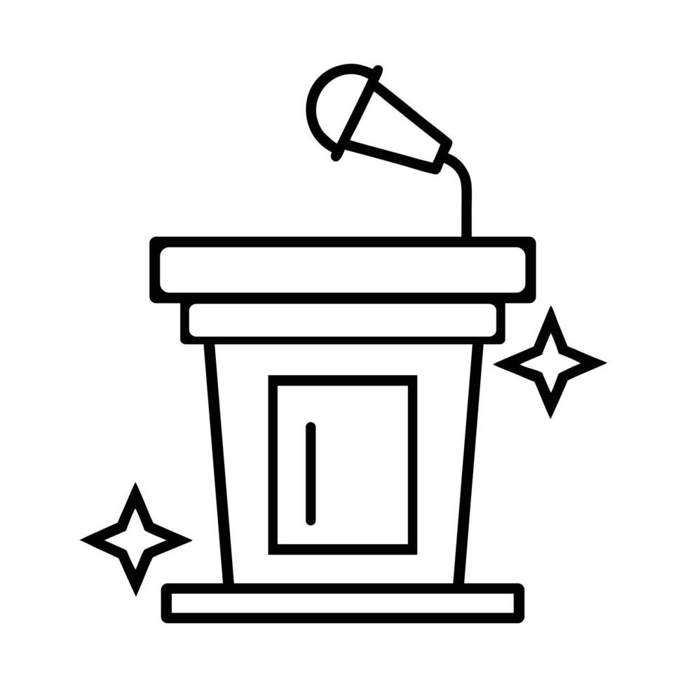 Public speaking podium icon leadership conference microphone event presentation vector