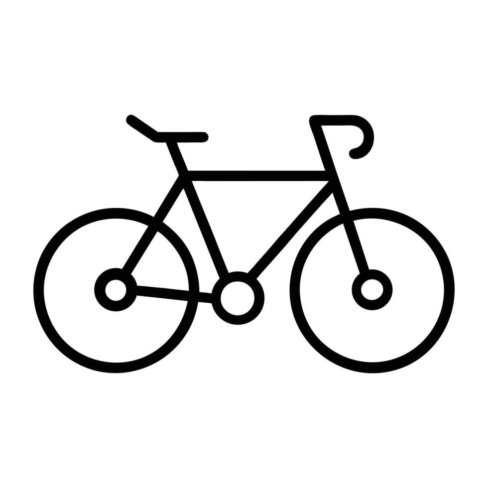 Bicycle two wheel transportation healthy sport exercise ride outline icon vector