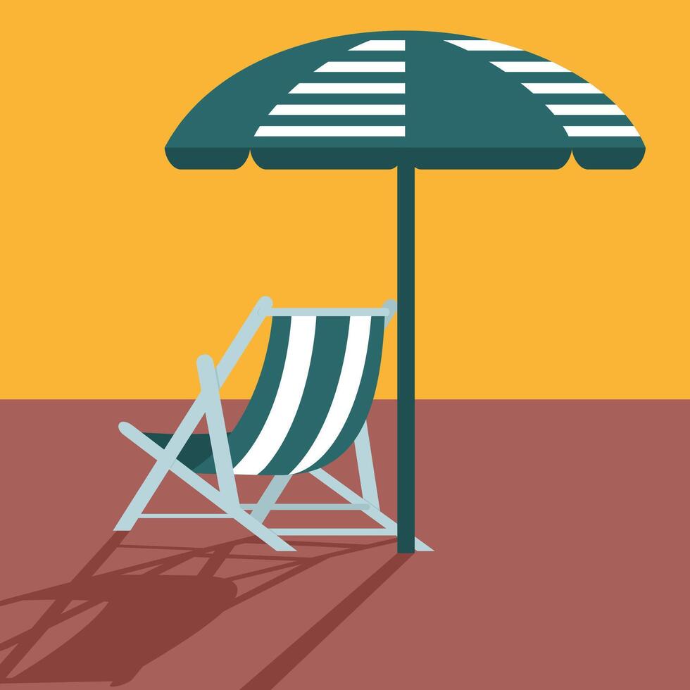 beach chair and parasol vector