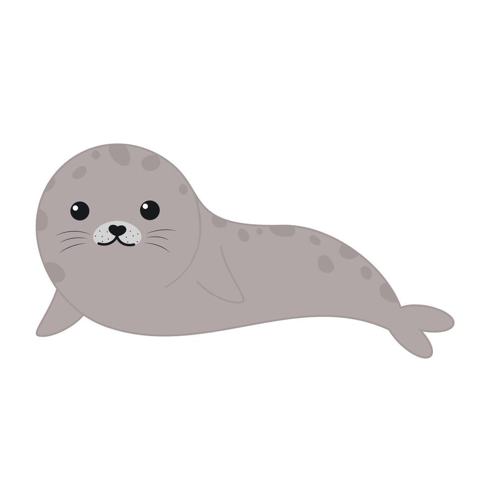 cute cartoon grey seal vector