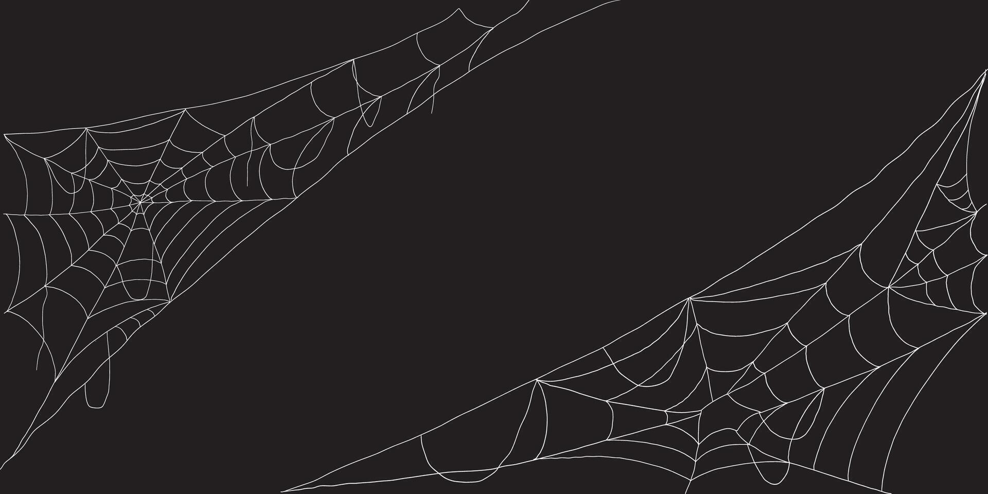 Halloween spider web silhouettes collection with creepy corner cobwebs on white background vector