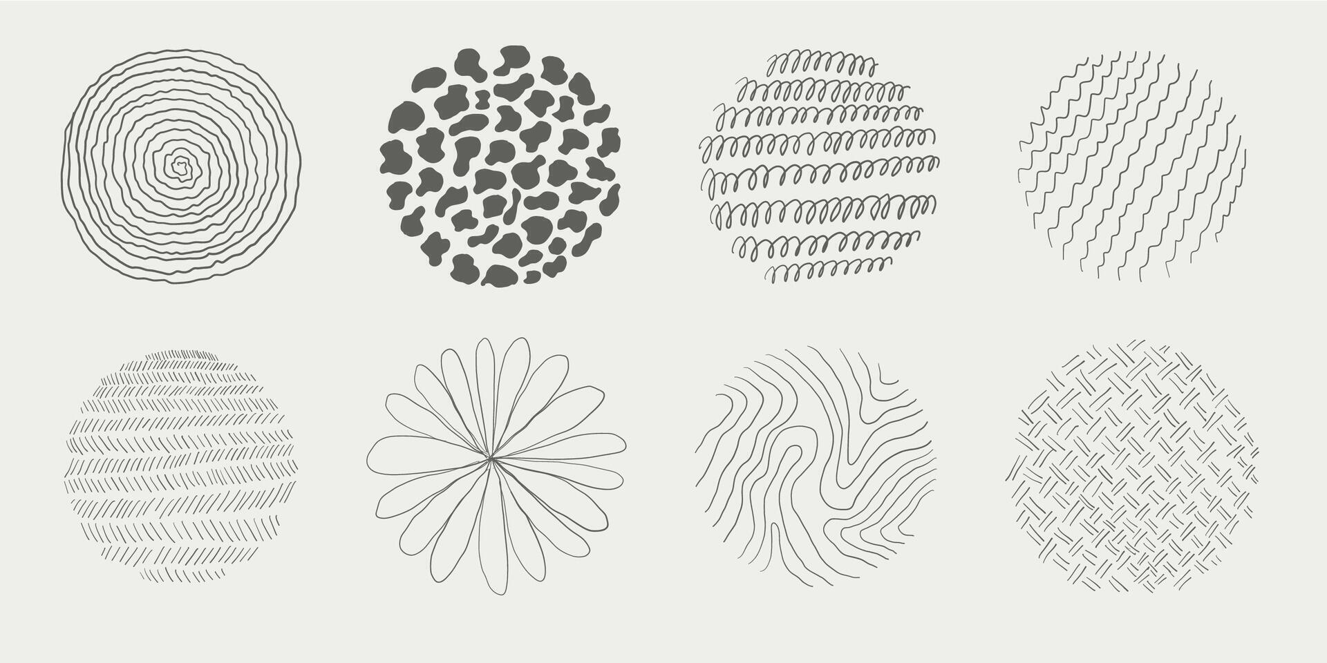 Abstract contemporary hand drawn doodle set. black circles and round pen shapes. Modern scribbles and line sketch elements. Isolated graffiti design bubbles on white background. vector