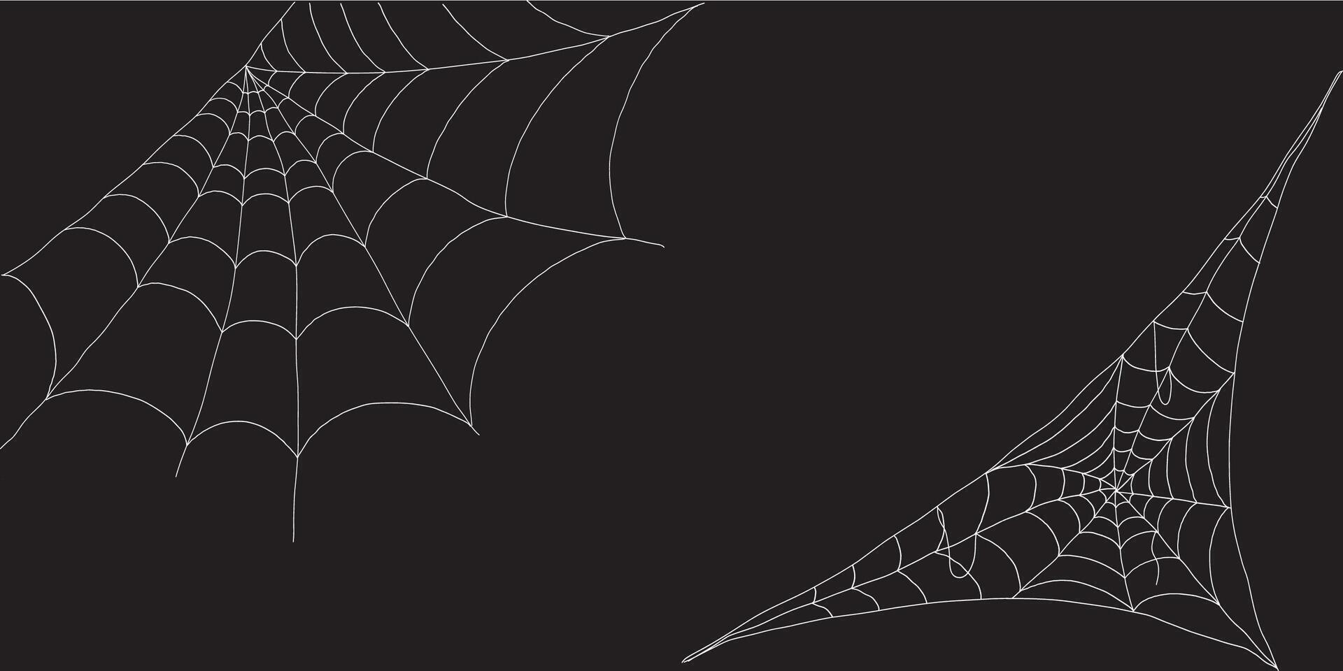 Spooky corner spiderweb elements isolated set for haunted Halloween designs vector
