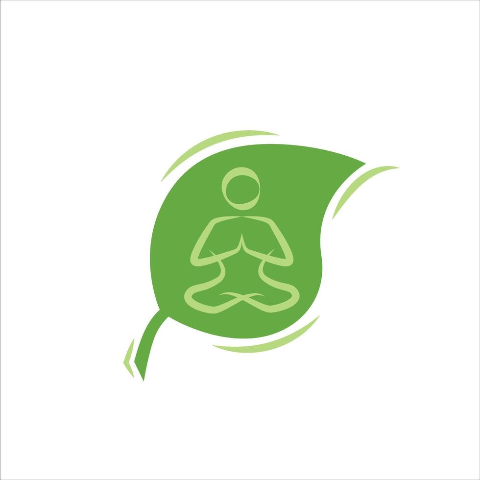 background of leaves with a person doing yoga vector