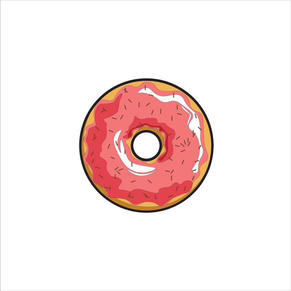 delicious pink round donut, friend vector