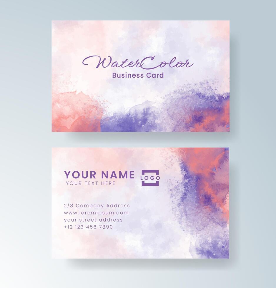 Creative business card with abstract watercolor background vector