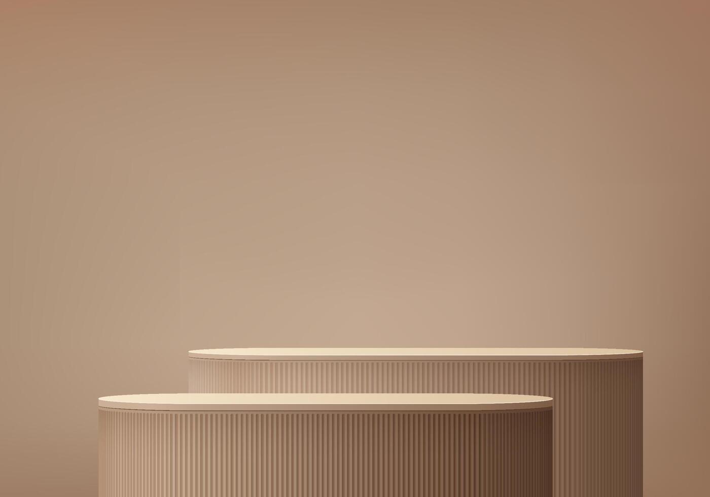 3d products display podium scene with geometric platform.3d rendering with podium. stand to show cosmetic products. Stage showcase on pedestal display beige studio vector