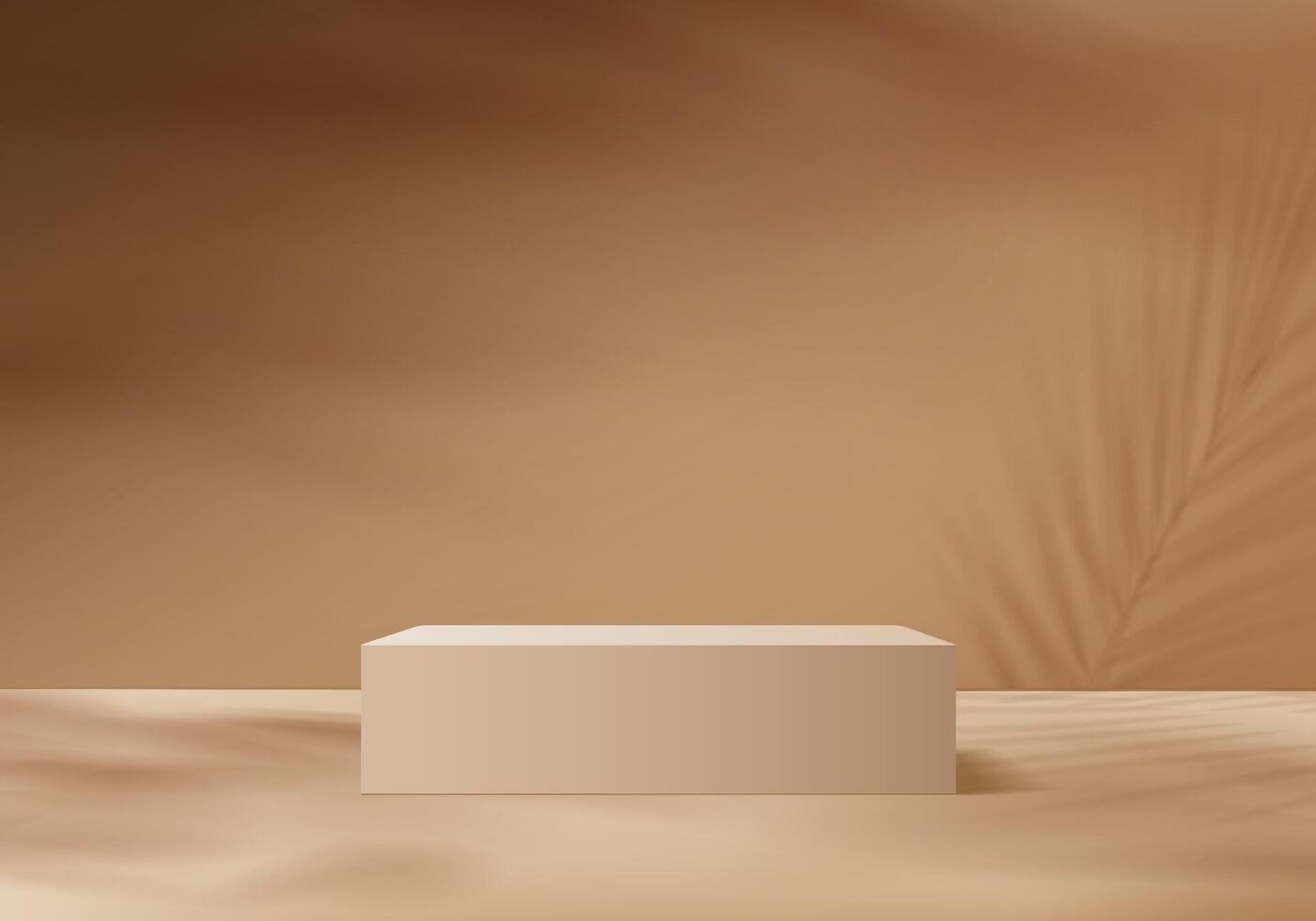 3d products display podium scene with geometric platform. 3d rendering with podium. stand to show cosmetic products. Stage showcase on pedestal display beige studio vector
