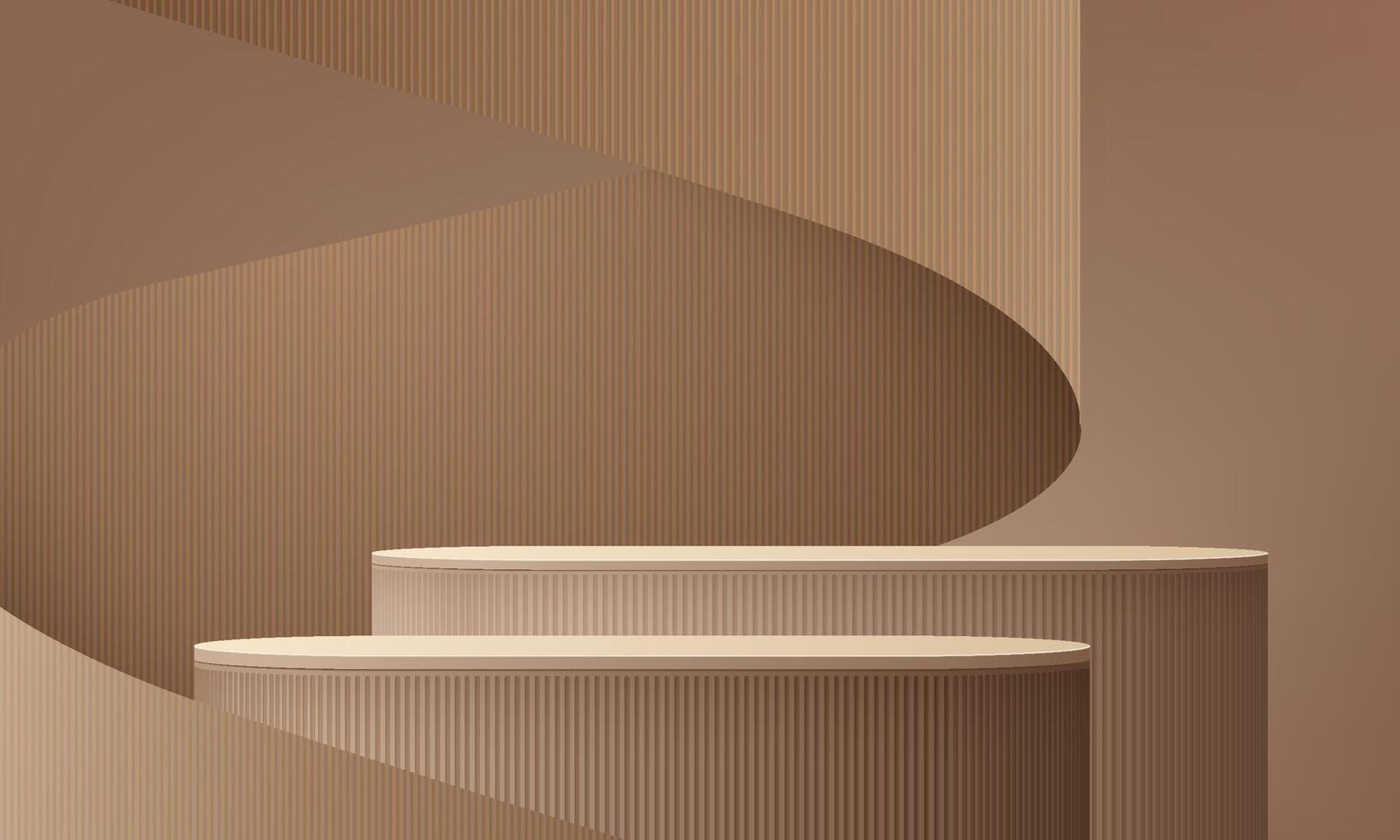 3d background products display podium scene with geometric platform. 3d rendering with podium. stand to show cosmetic products. Stage showcase on pedestal display brown studio vector