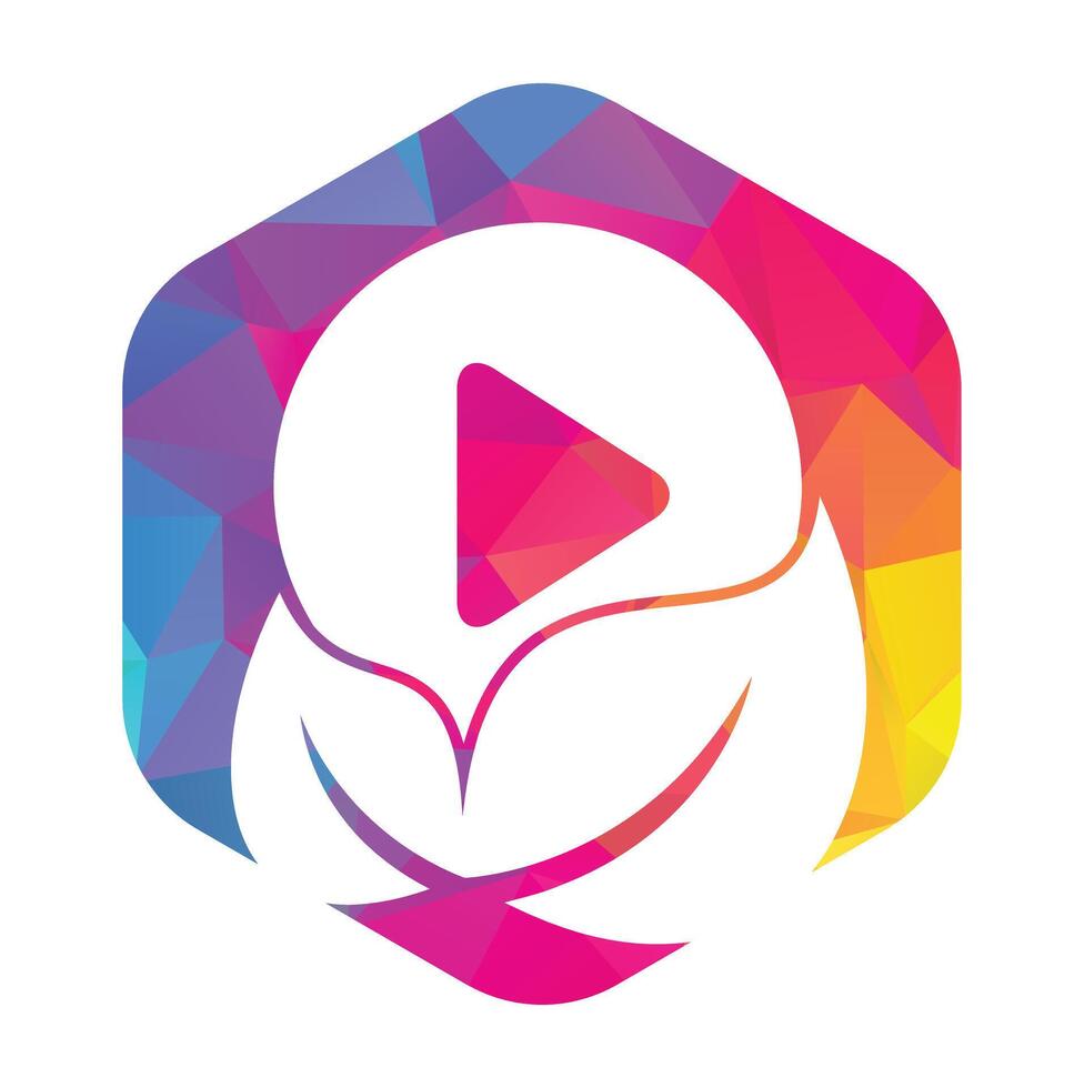 Leaf play button vector