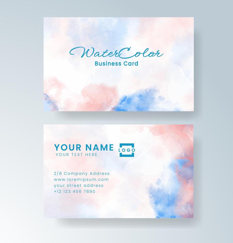 Subtle and artistic business card with a splash of watercolor vector