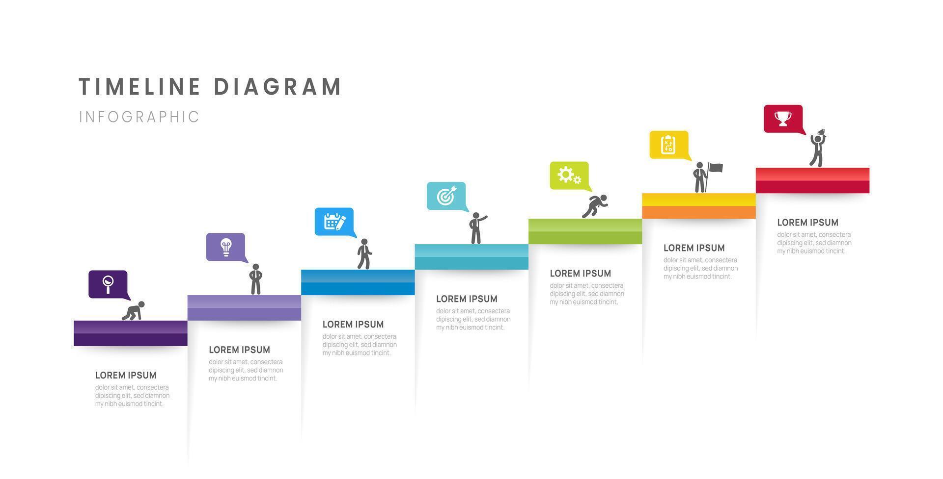 Business roadmap timeline infographic with 7 milestones elements, diagram, and icon. vector
