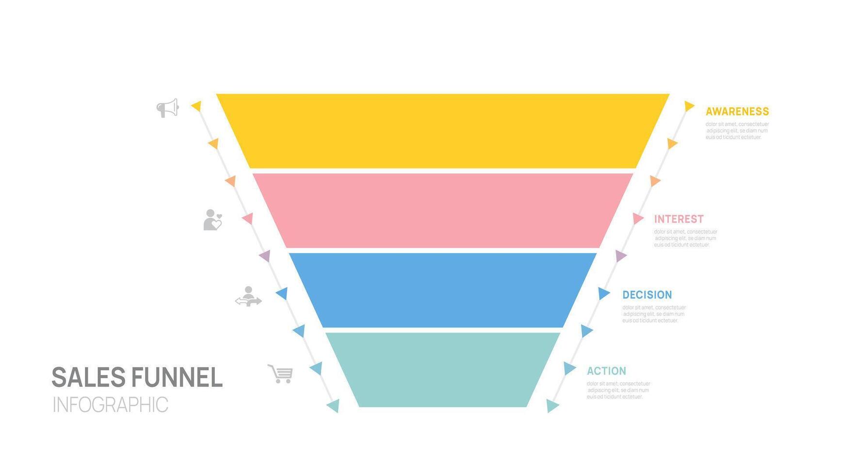 funnel Sale Infographic template for business. Purchasing funnel chart timeline, digital strategy marketing data presentation, illustration. vector