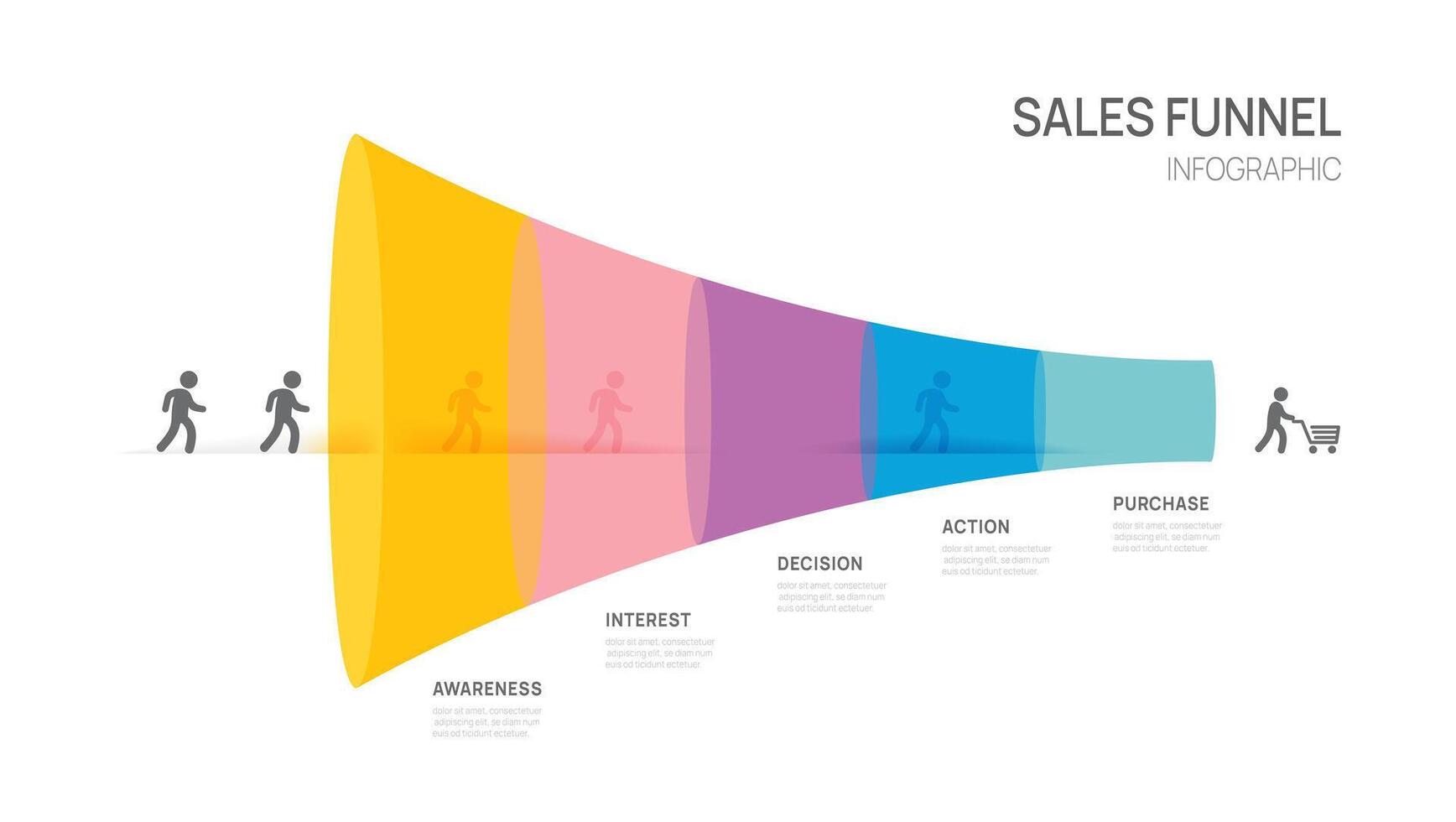 funnel Sales Infographic diagram template for business. digital strategy marketing data presentation, illustration. vector