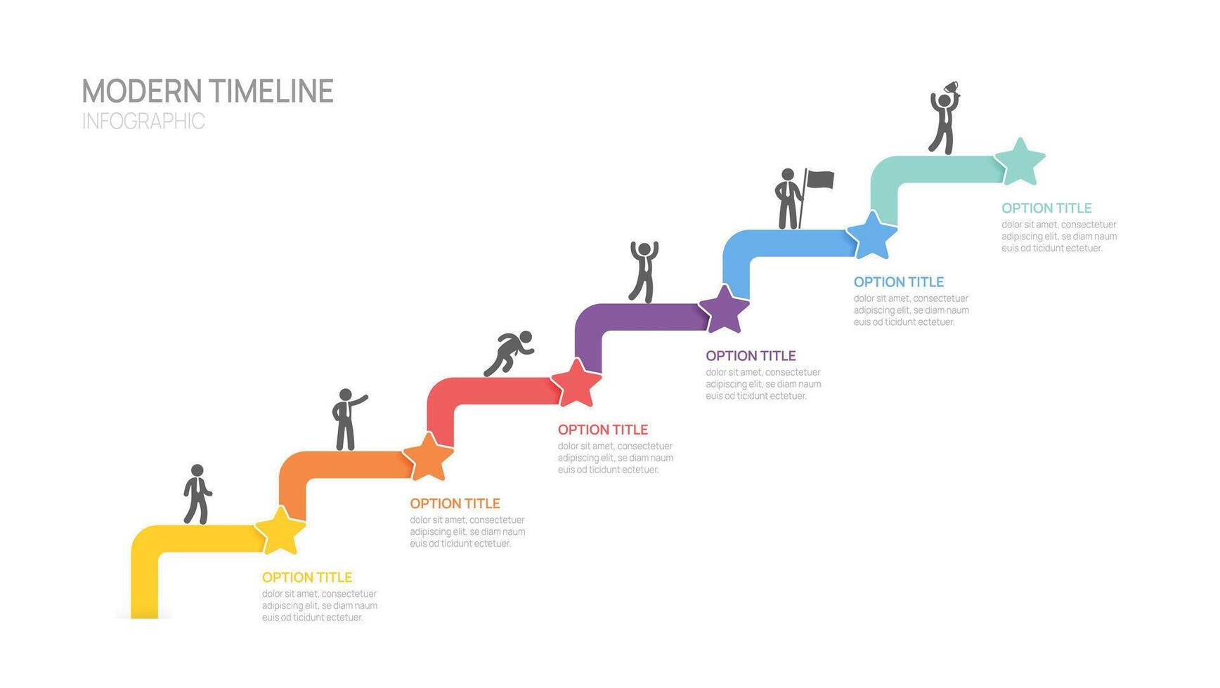 Infographics star line symbol timeline business 6 steps to success template. vector
