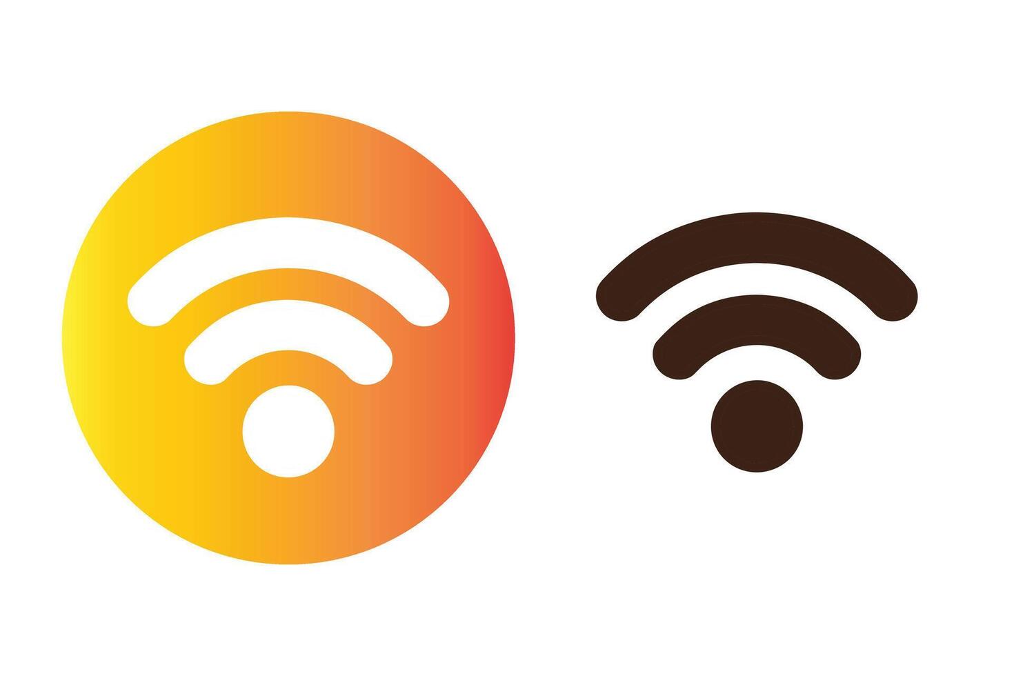 Wifi Icon set in Two Styles Gradient Circle and Solid Brown vector