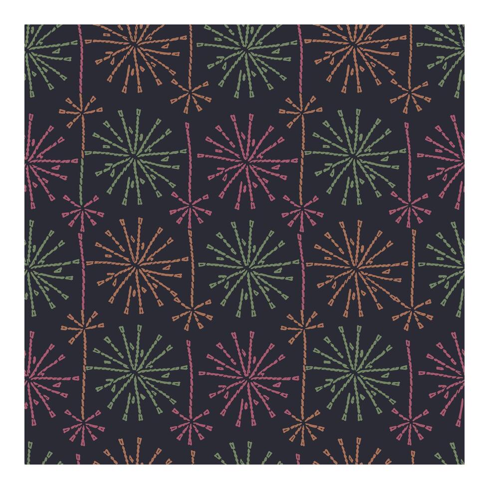 Abstract Floral Pattern with Dark Background and Colorful Flower Shapes vector