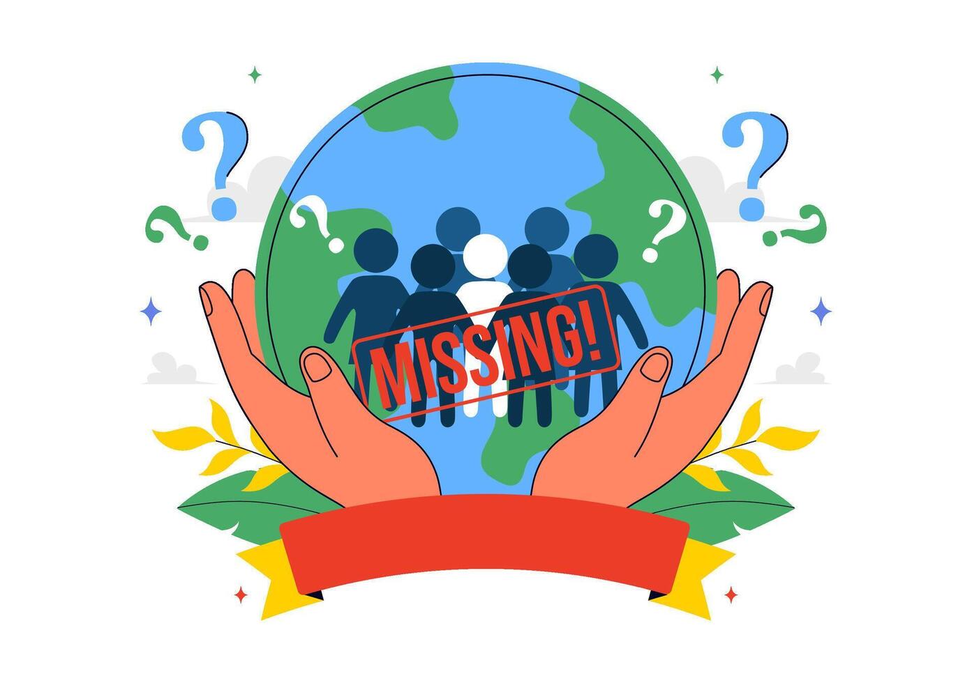 International Day of the Disappeared Art with Missing Person Concept and Cartoon Design vector