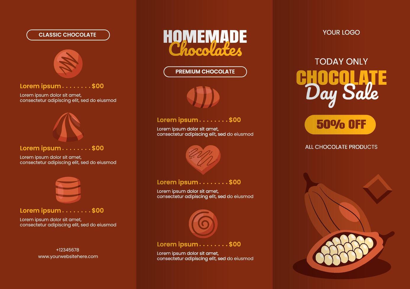 World Chocolate Day Design Template with Flat Cartoon Elements for Social Media Brochure vector