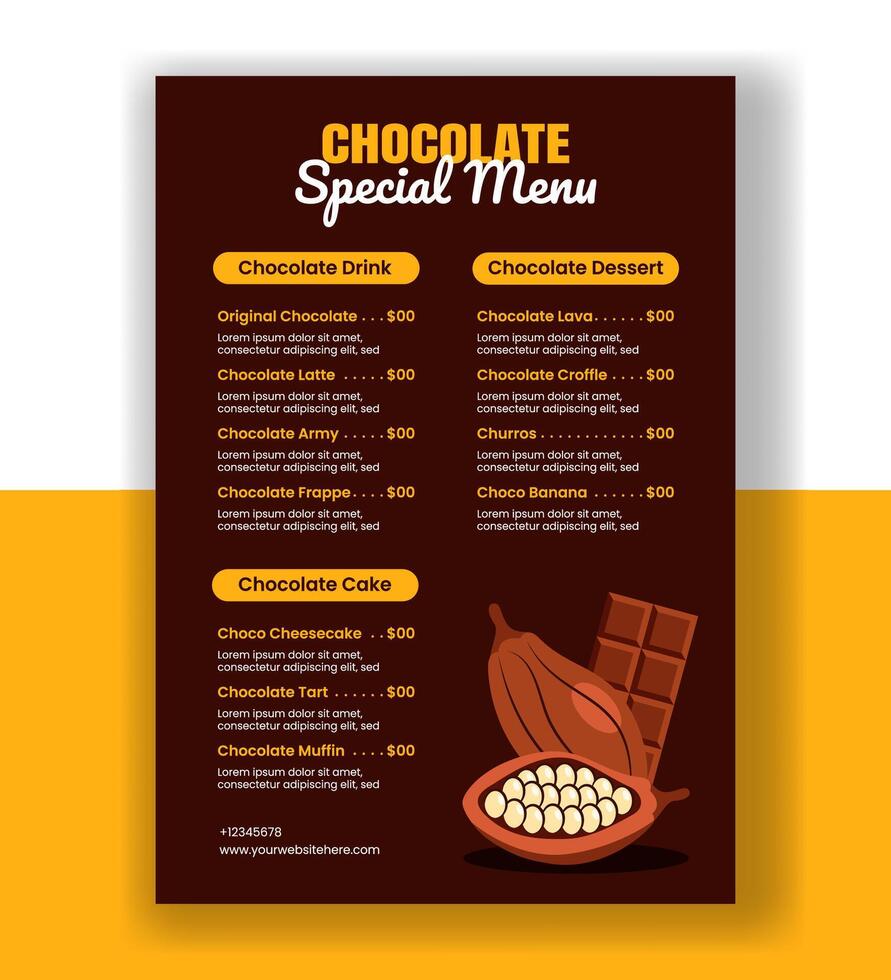 Editable Social Media Menu Template in Flat Style for World Chocolate Day Campaign vector
