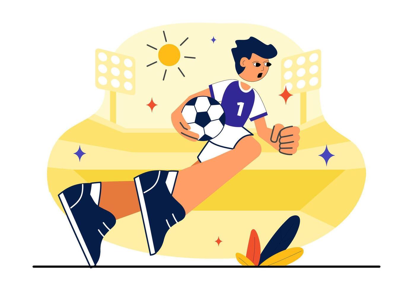 Dynamic Handball Illustration in Flat Style with Player in Motion vector