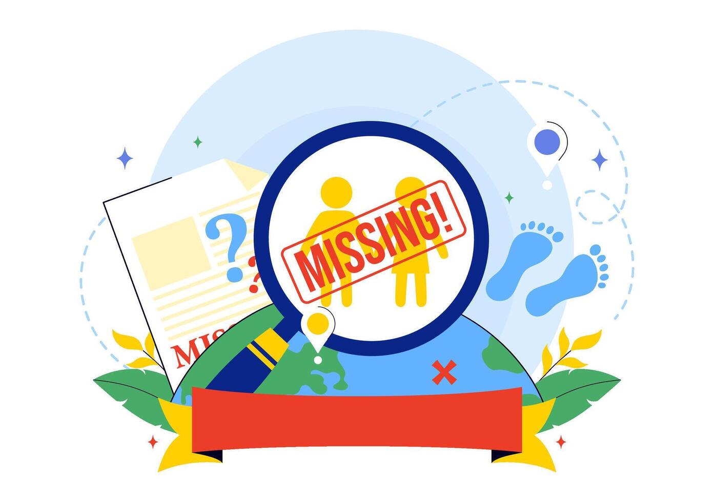 Lost and Missing Persons Concept for August 30 International Day of Enforced Disappearances vector