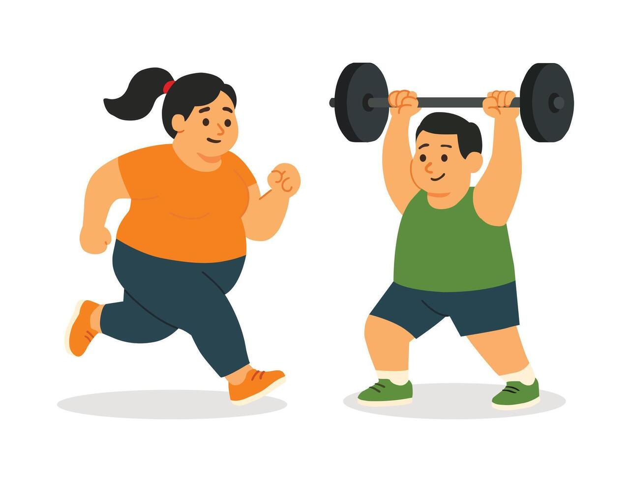Overweight People Doing Sport Together vector