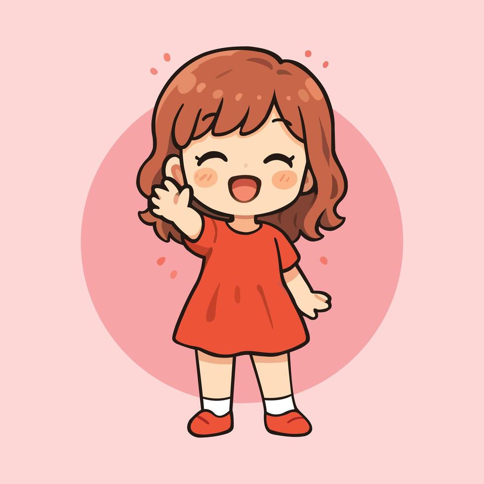 cute chibi girl character illustration vector